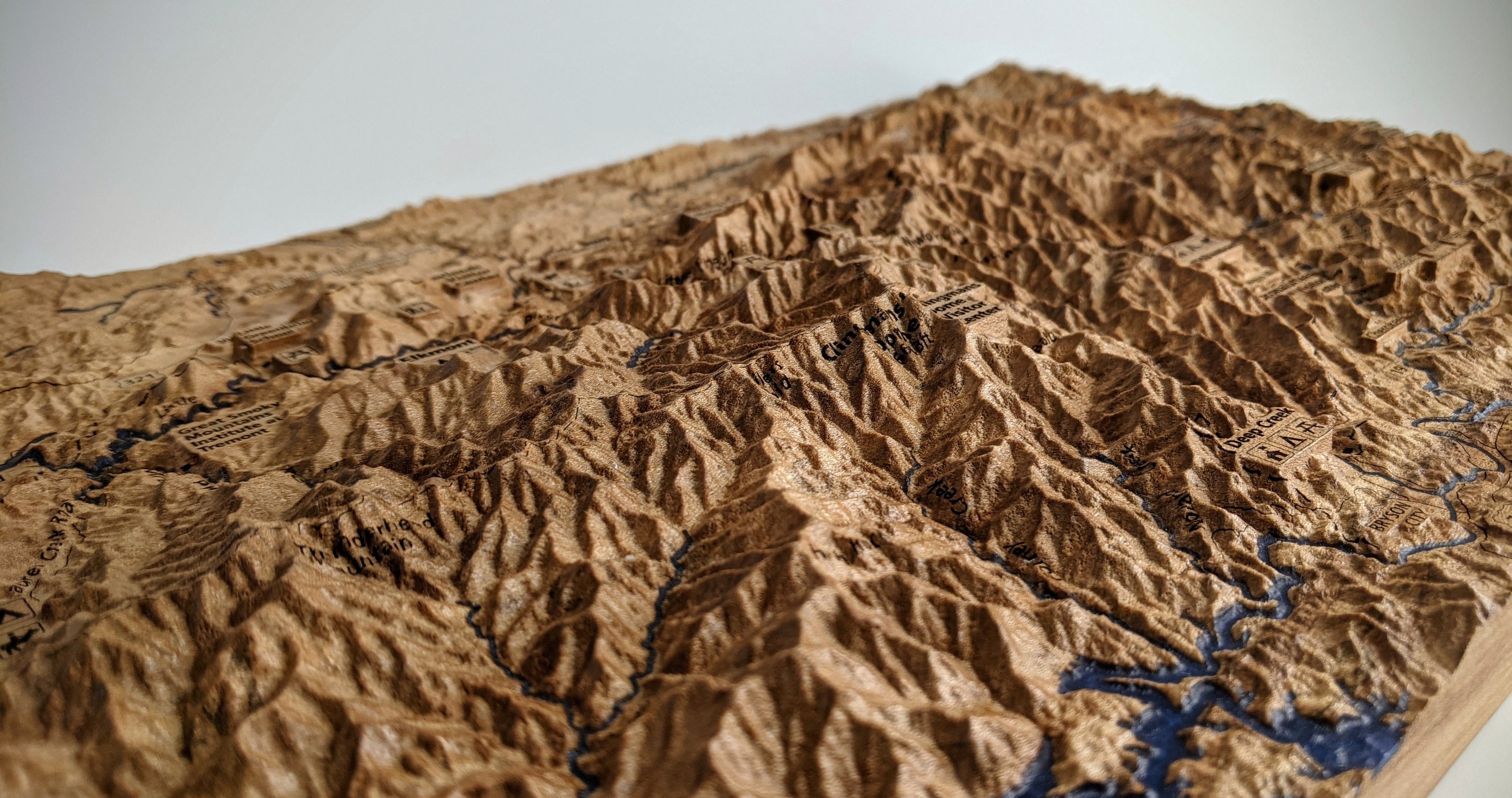 Great Smoky Mountains National Park, Handcrafted Wood Topographical Maps